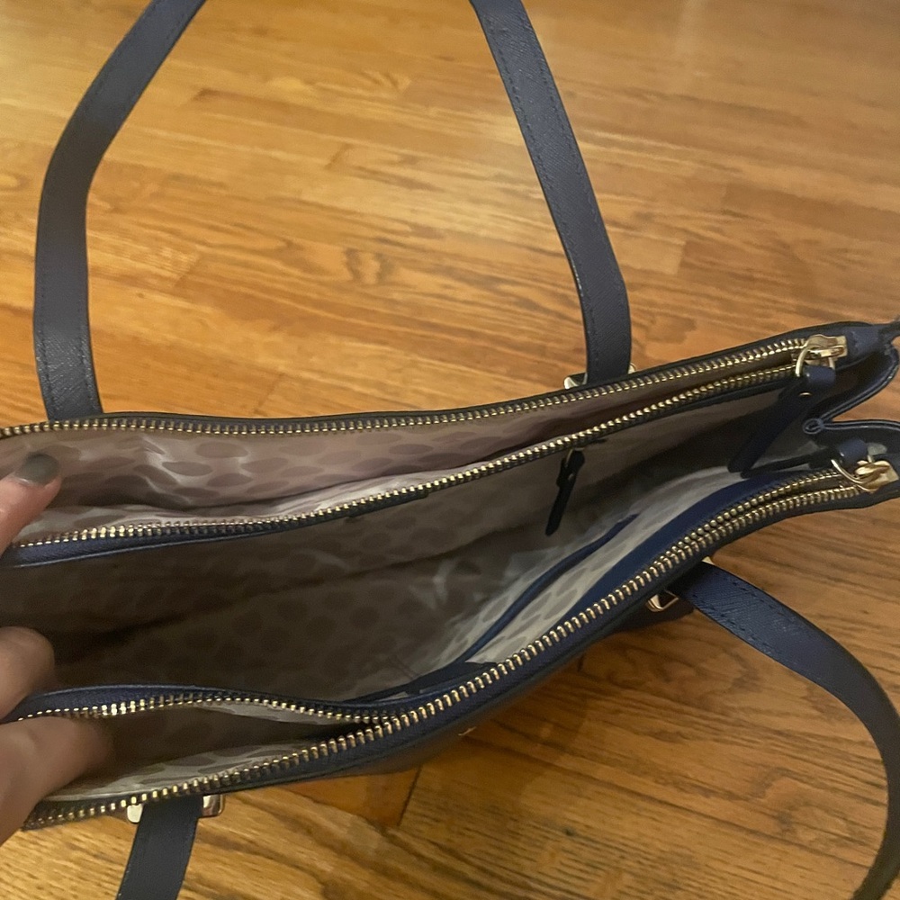 Kate Spade Navy Blue Leather Tote - Picture 4 of 8